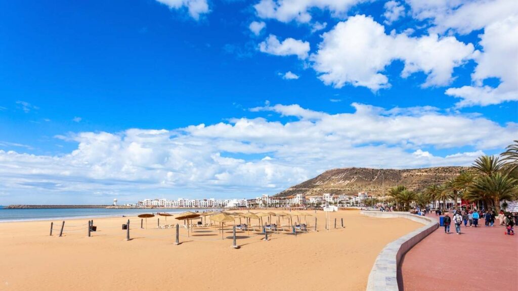 Agadir Beach stretching along the Atlantic coastline