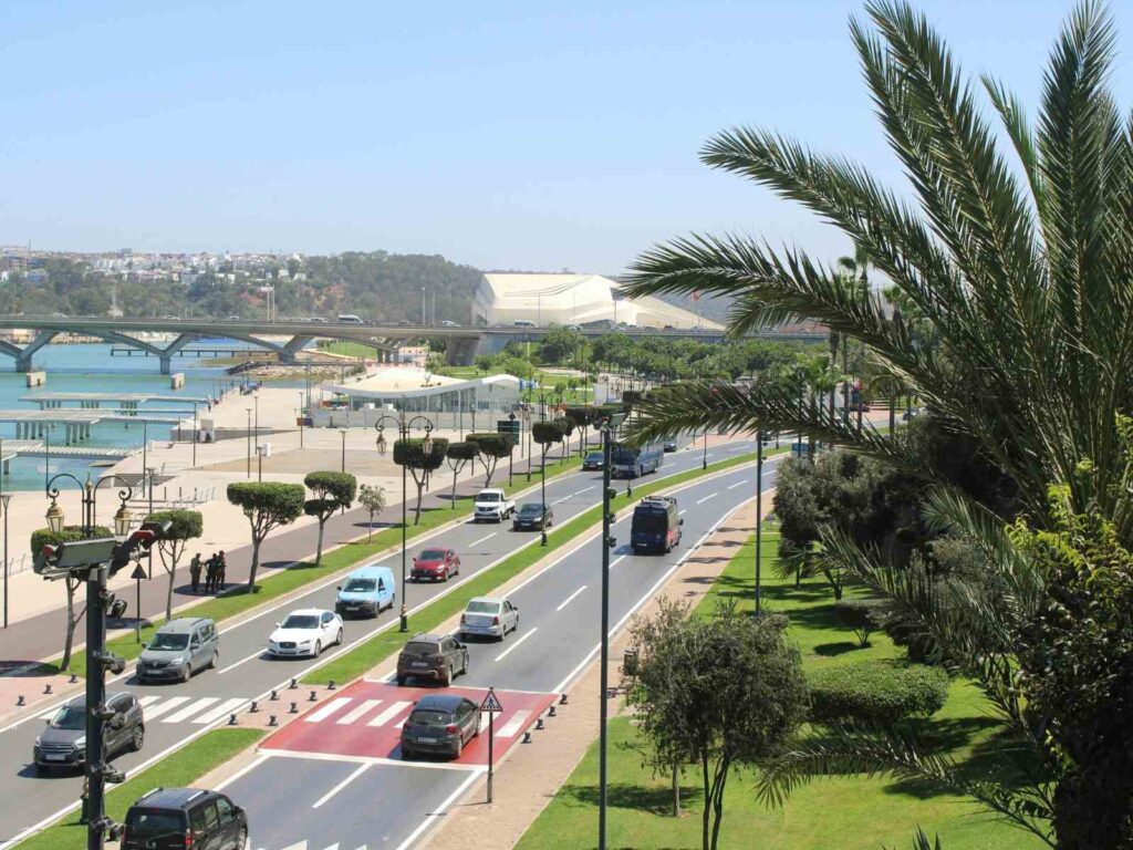 modern city streets in Morocco with coastal views