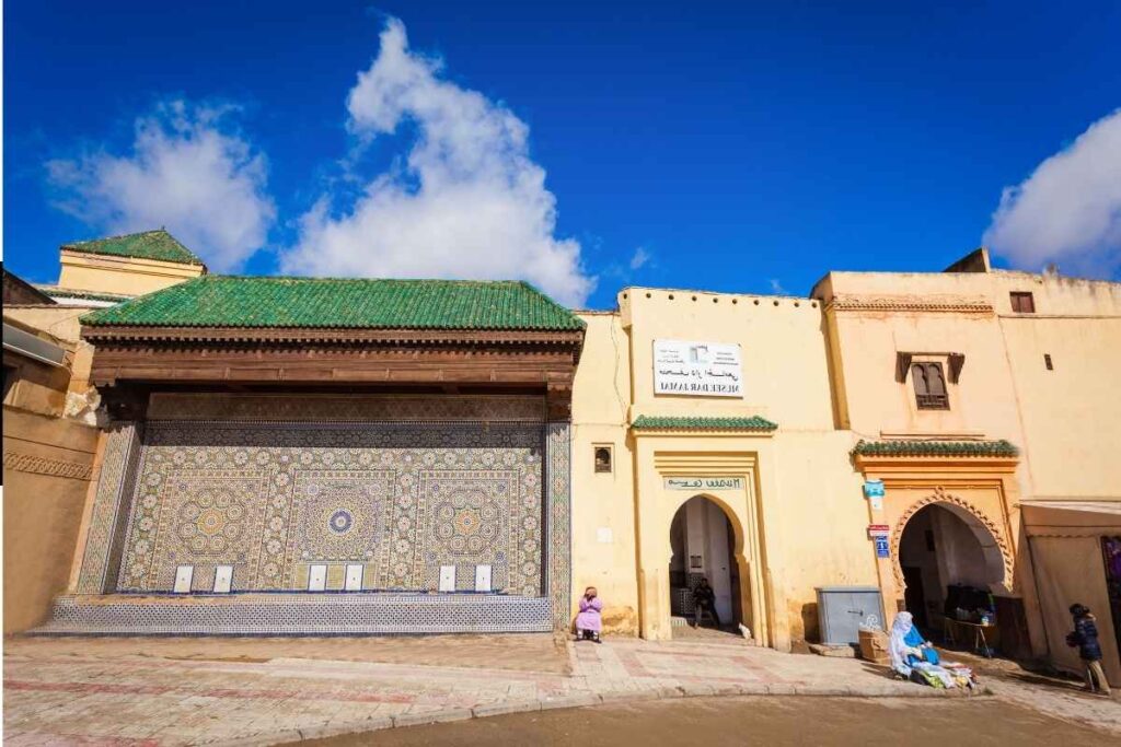 Dar Jamai Museum with traditional Moroccan tile facade and entrance