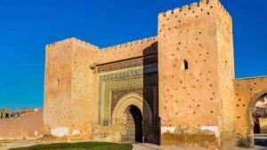 Bab Mansour gate in Meknes Morocco, main entrance to the imperial city