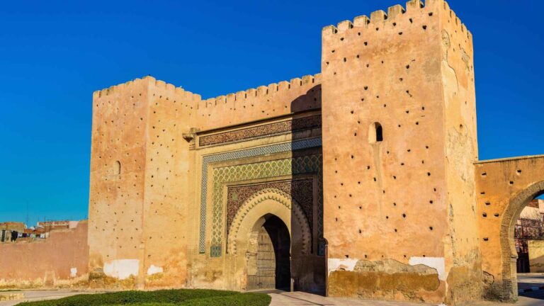 Bab Mansour gate in Meknes Morocco, main entrance to the imperial city