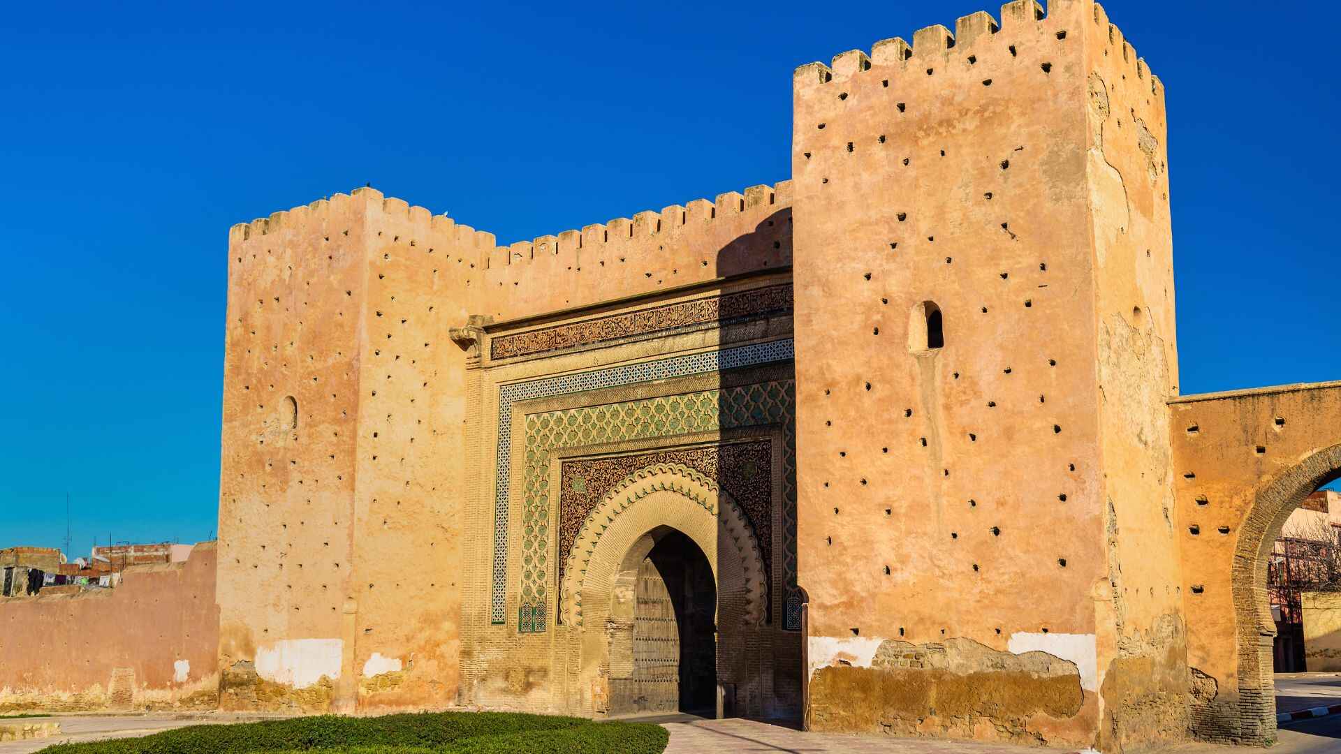 Bab Mansour gate in Meknes Morocco, main entrance to the imperial city