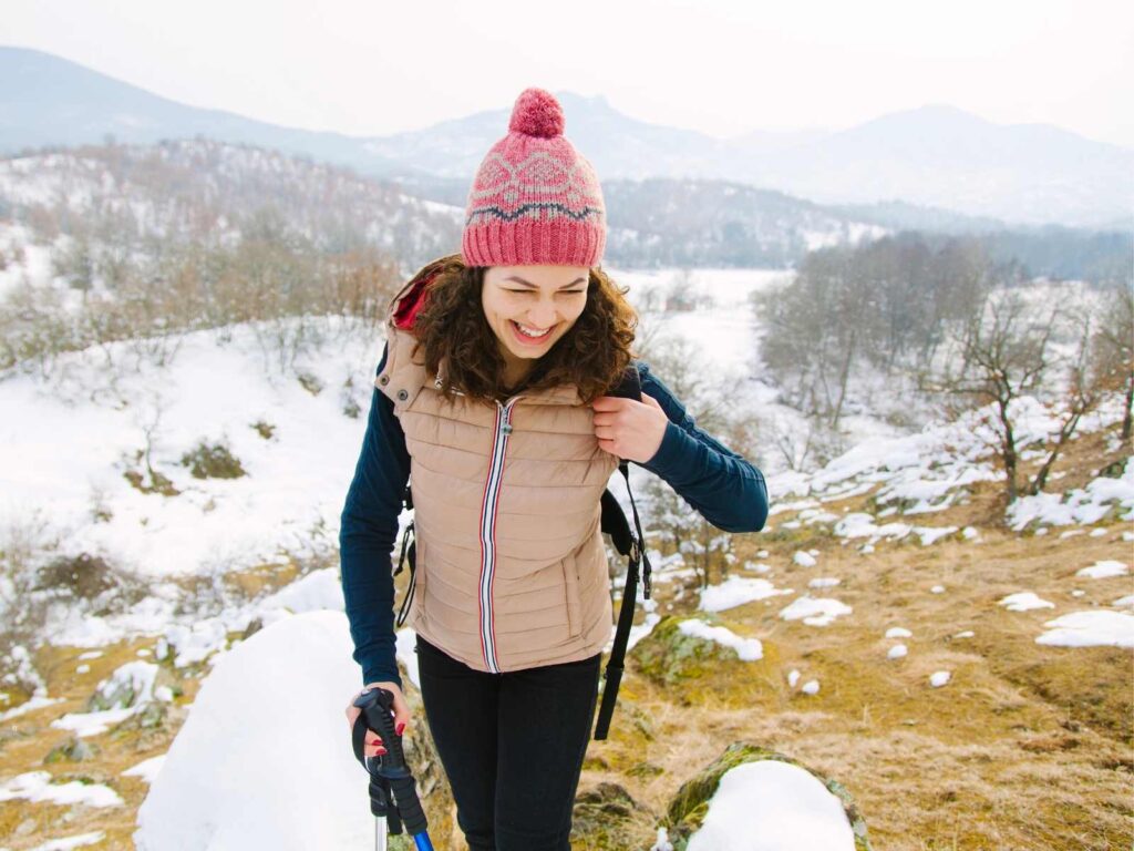 Warm layered clothing for winter travel in the Atlas Mountains