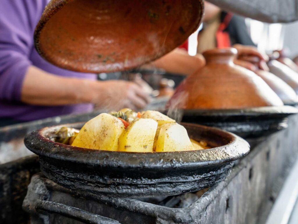 Marrakech cooking class showing traditional Moroccan tagine being prepared