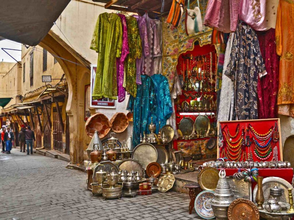 Traditional shops and artisans in the Fes medina Morocco