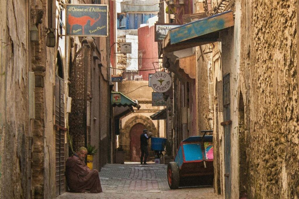 Narrow street in the medina of Essaouira Morocco