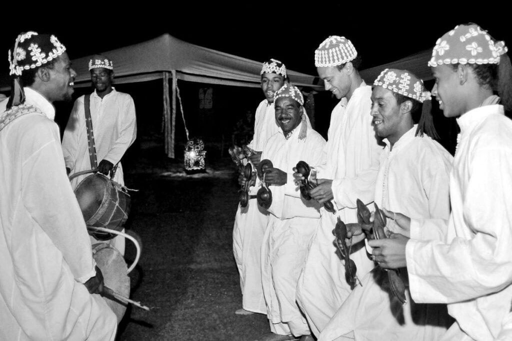 Gnawa musicians performing in Essaouira Morocco