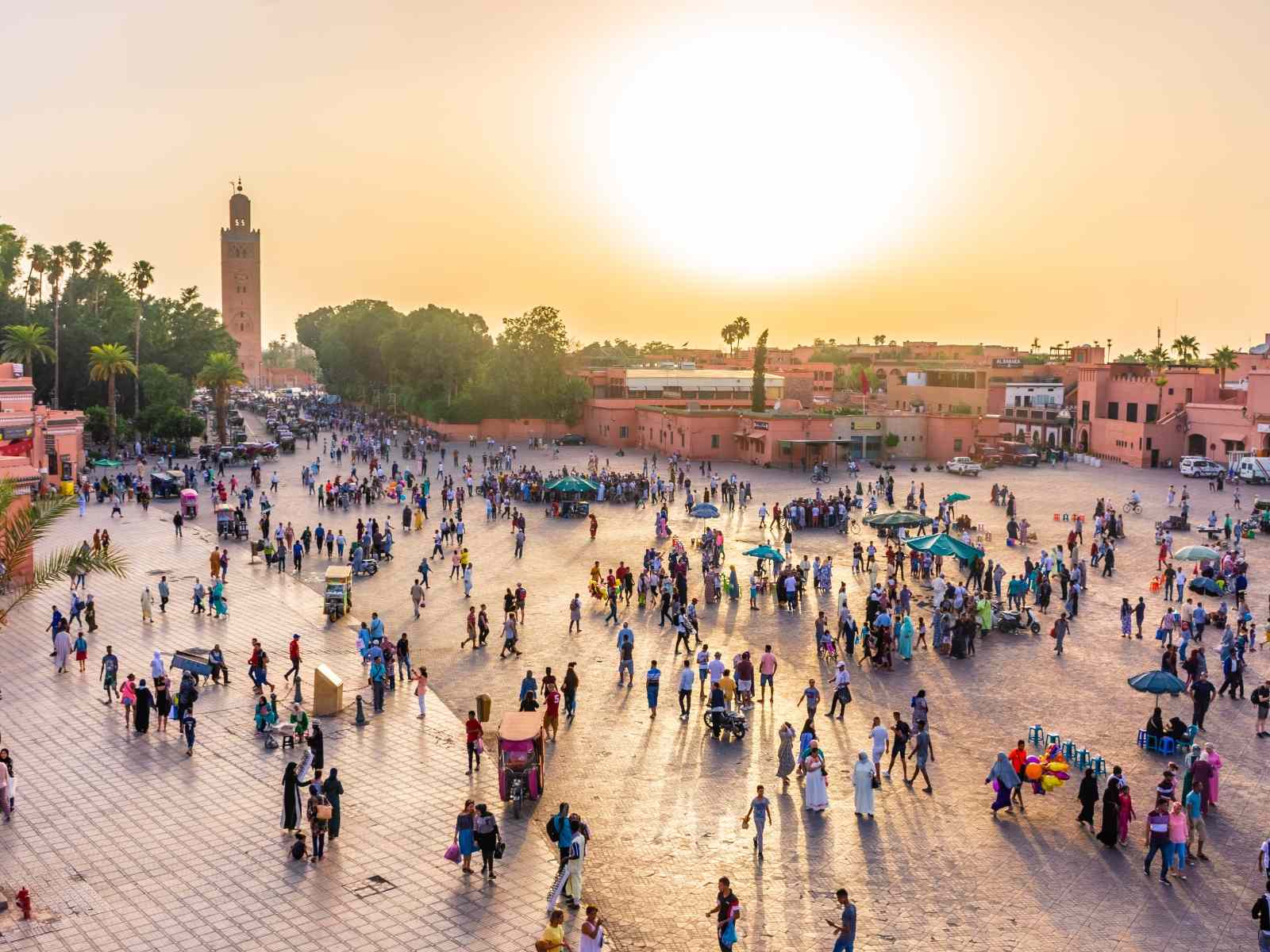 Jemaa el-Fna square in Marrakech during the late afternoon