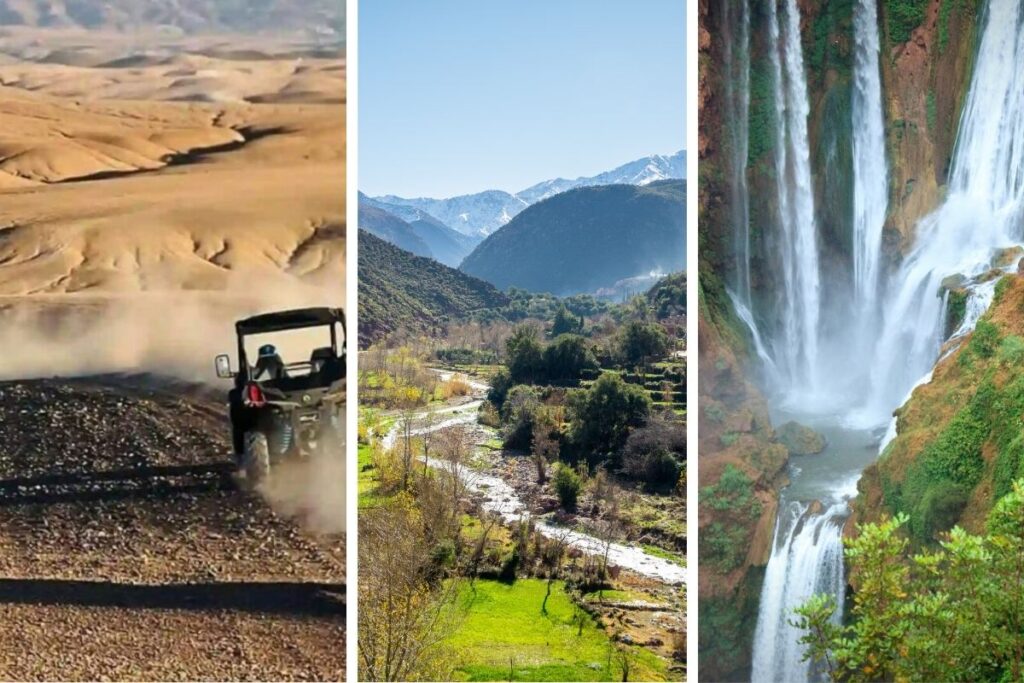 Popular tours and activities in Morocco including Atlas Mountains, Agafay Desert, and Ouzoud Waterfalls