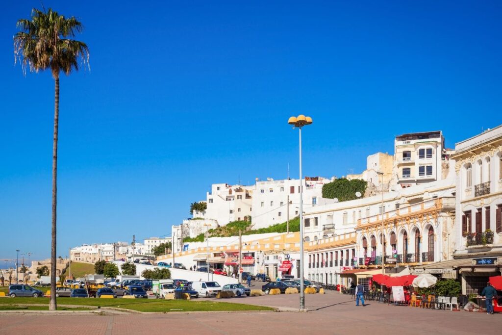 Outdoor cafés and daily life in Tangier city